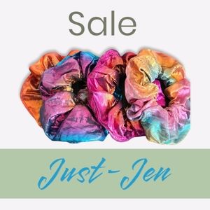 Metallic Soft Silk Multi Color 4pc Scrunchie Bundle Set
